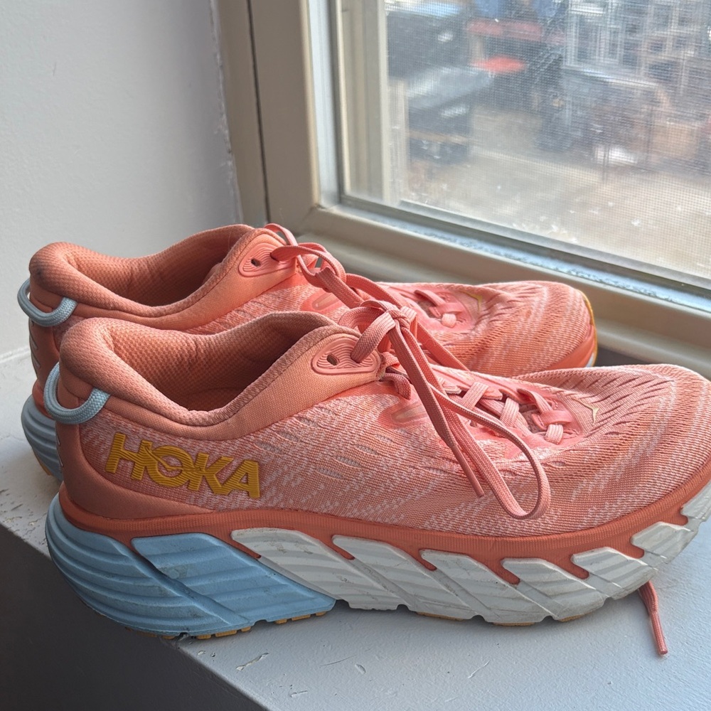 Hoka Women's Coral and Sky Athletic Shoes